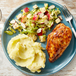 BBQ Chicken & Mashed Potatoes with Brussels Sprout & Apple Slaw