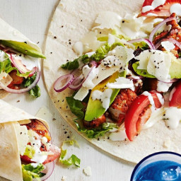 BBQ chicken and salad wraps