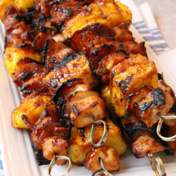 BBQ Chicken Kabobs with Bacon and Pineapple