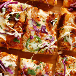BBQ Chicken Pizza with Spicy Slaw