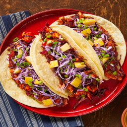 BBQ Chicken Tacos with a Creamy Apple Slaw