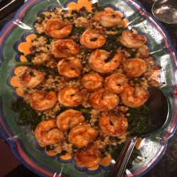 BBQ Shrimp with Garlicky Kale & Parmesan-Herb Couscous 