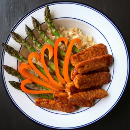 BBQ Tempeh Bowl with Asparagus, Bell Pepper and Brown Rice