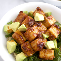 BBQ Tofu Bowls with Avocado, Quinoa and Kale