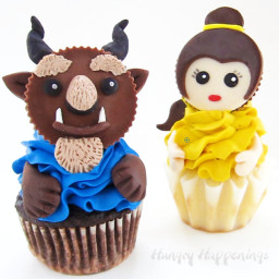 Beauty and the Beast Emoji Cupcakes