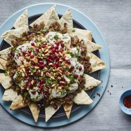 Beef and aubergine fatteh 