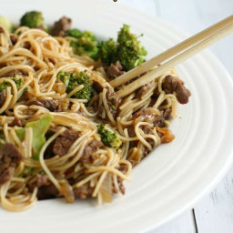 Beef and Broccoli Teriyaki Noodle Bowls.