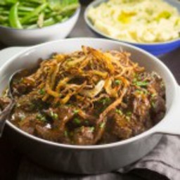 Beef and Guinness Stew with Crispy Onions