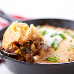 Beef and Poblano Tamale Piewith cornbread-cheddar crust