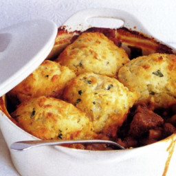 Beef casserole with cheese and potato dumplings