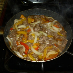 Beef Chuck Steak W/Onions and Peppers
