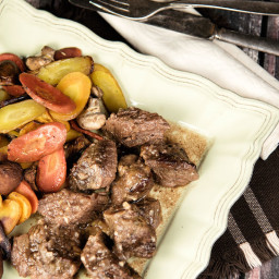 Beef Cubes With Roasted Carrots And Mushrooms Recipe