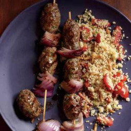 Beef Kebabs with Tomato-Almond Couscous