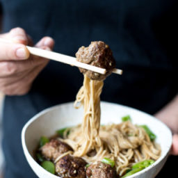 Beef Meatball and Soba Noodle Soup