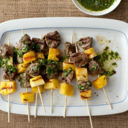 Beef Pops with Pineapple and Parsley Sauce