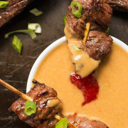 Beef Satay Skewers with Peanut Dipping Sauce {Healthy New Year Challenge - 