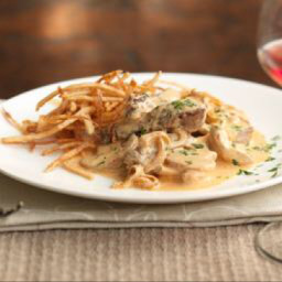 Beef Stroganoff with Matchstick Potatoes