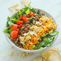 Beef Taco Salad with Cheddar & Catalina Dressing