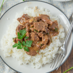 Beef Tips on Rice - Pressure Cooker