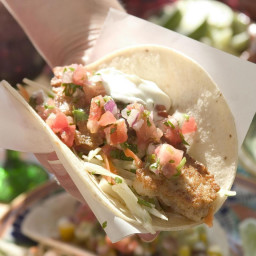 Beer-Battered Fish Tacos with Tomato and Avocado Salsa