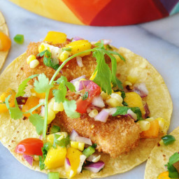 Beer Battered Fish Tacos with Mango Salsa