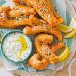 Beer-battered flathead with quick tartare and dill salt