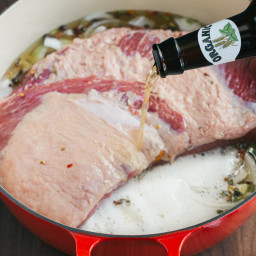 Beer Braised Corned Beef with Whiskey Mustard Glaze