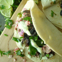 Beer-Braised Lamb Tacos with Chive Tzatziki and Radish Salsa