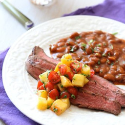 Beer-Marinated Grilled Flank Steak with Peach & Tomato Salsa Recipe
