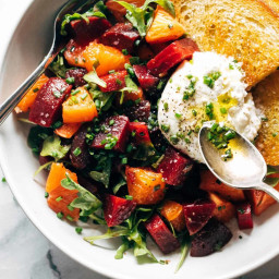 Beet and Burrata Salad with Fried Bread