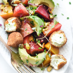 Beet, Avocado and Fried Goat Cheese Salad