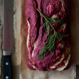Beet Bread with Cream Cheese and Dill Swirl