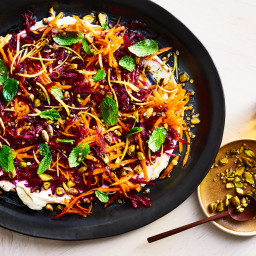 Beet-Carrot Slaw with Garlicky Labneh