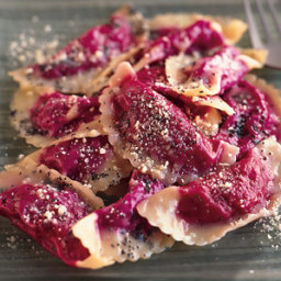 Beet Ravioli with Poppy Seed Butter