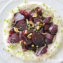 Beet Salad with Pomegranate Vinaigrette over Creamy Ricotta