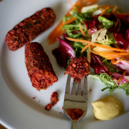 Beetroot and Walnut Veggie Sausages