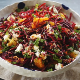 Beetroot, feta and orange salad with cayenne and rosewater dressing