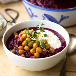Beetroot Soup with Garlic Chickpeas