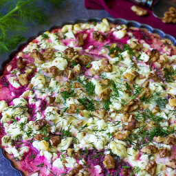 Beetroot Tart With Fennel, Dill And Feta Cheese