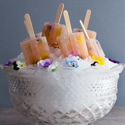 Bellini Popsicles with Edible Flowers