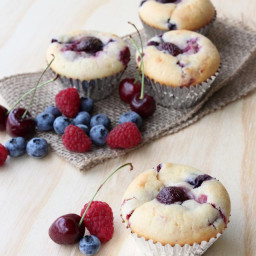Berry Cherry Ricotta Muffins