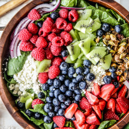 Berry Feta Spinach Salad with Creamy Strawberry Poppy Seed Dressing