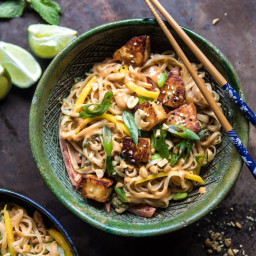 Better Than Takeout 20 Minute Peanut Noodles with Sesame Halloumi