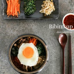 Bibimbap - Korean Mixed Rice with Meat and Assorted Vegetables