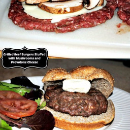 Big Beef Burgers Stuffed with Provolone and Mushrooms