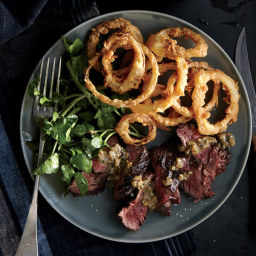Bistro Steak with Buttermilk Onion Rings