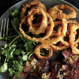 Bistro Steak with Buttermilk Onion Rings