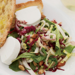 Bitter Greens with Almonds and Goat Cheese