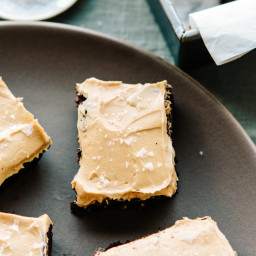 Bittersweet Brownies with Salted Peanut Butter Frosting