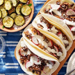 Black Bean & Caramelized Onion Tacos with Roasted Zucchini